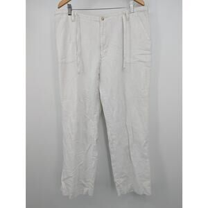 EUC White Linen Blend Peri Ellis Size 36Wx30L 100% Cotton Lining